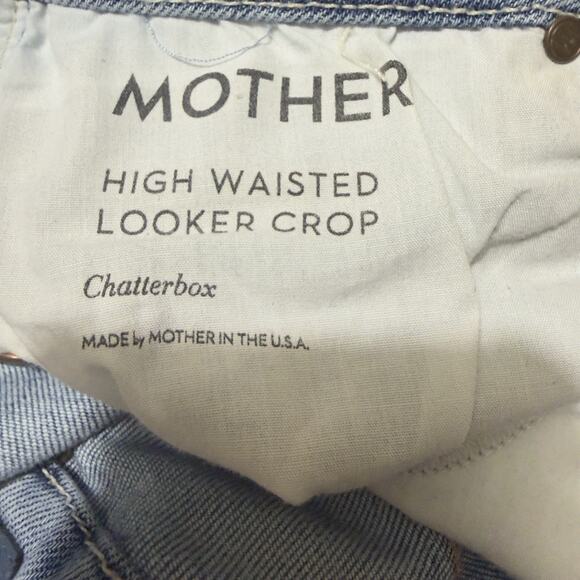 Mother Women’s High‑Waisted Looker Crop Jeans Size 26 Chatterbox Knee Rips - Picture 14 of 14